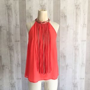 Nordstroms filtre coral halter top jeweled top